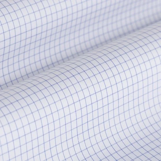 Germirli Non Iron Navy Blue Plaid Semi Spread Tailor Fit Shirt - Germirli 