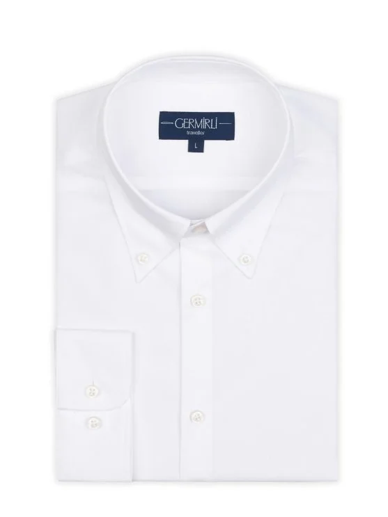 Germirli Non Iron White Button Down Collar Tailor Fit Zero 24 Shirt - Germirli 