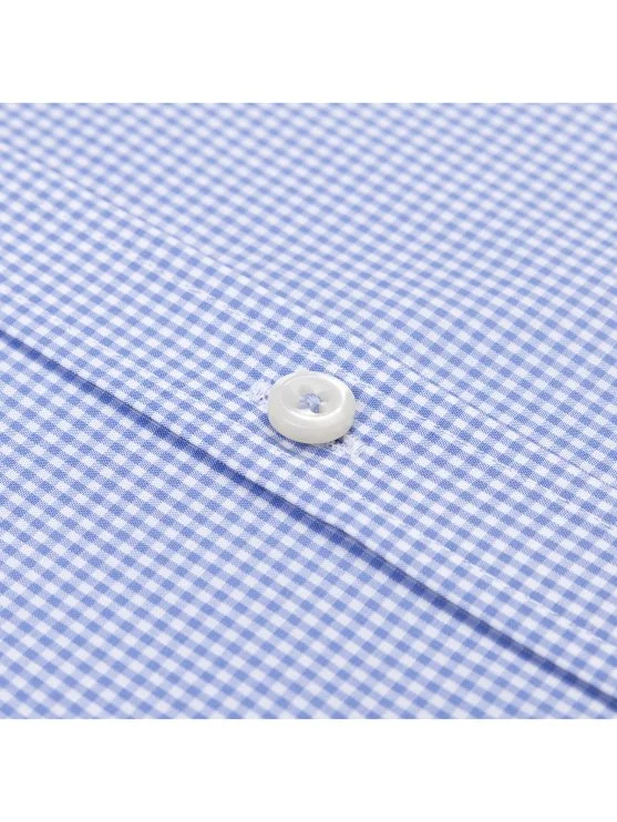Germirli Testa Exclusive Mavi Mini Pötikare Düğmeli Yaka Tailor Fit Pamuk Gömlek - Germirli 