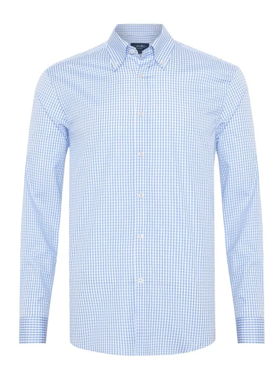 Germirli Testa Mavi Pötikare Exclusive Düğmeli Yaka Tailor Fit Pamuk Gömlek - Germirli 