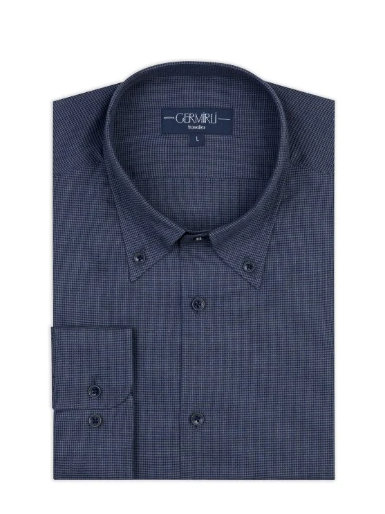 Germirli Thomas Mason Journey Anti Crease Formula Lacivert Kazayağı Tailor Fit Flanel Gömlek - Germirli 