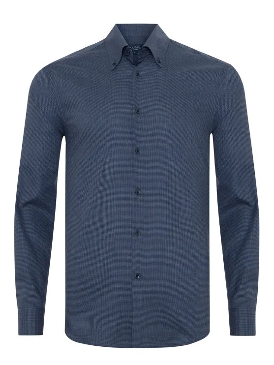 Germirli Thomas Mason Journey Anti Crease Formula Lacivert Kazayağı Tailor Fit Flanel Gömlek - Germirli 