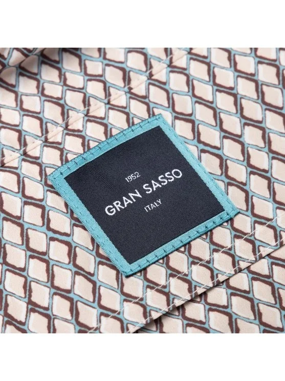 Gran Sasso Bej Karo Desenli Recyled Micro Fiber Mayo - Gran Sasso