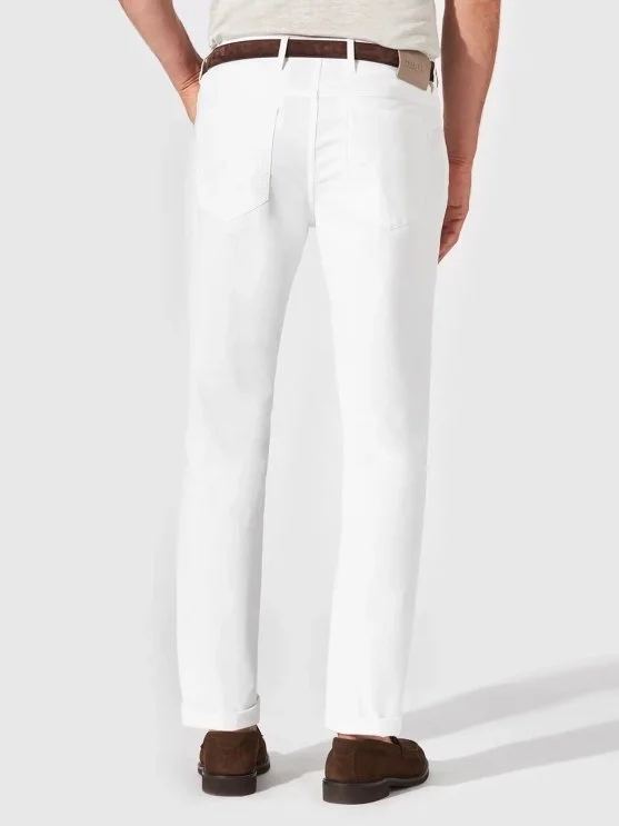 Hiltl 5 Cep Beyaz Pamuk Elastan Regular Fit Pantolon - Hiltl