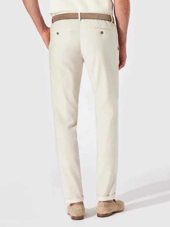 Hiltl Bej Rengi Vintage Bel Arkası Lastikli Pamuk Elastane Slim Fit Pantolon - Hiltl