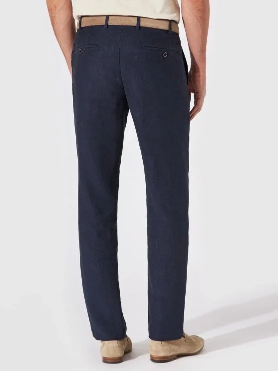 Hiltl Chino Lacivert Saf Keten Regular Fit Pantolon - Hiltl