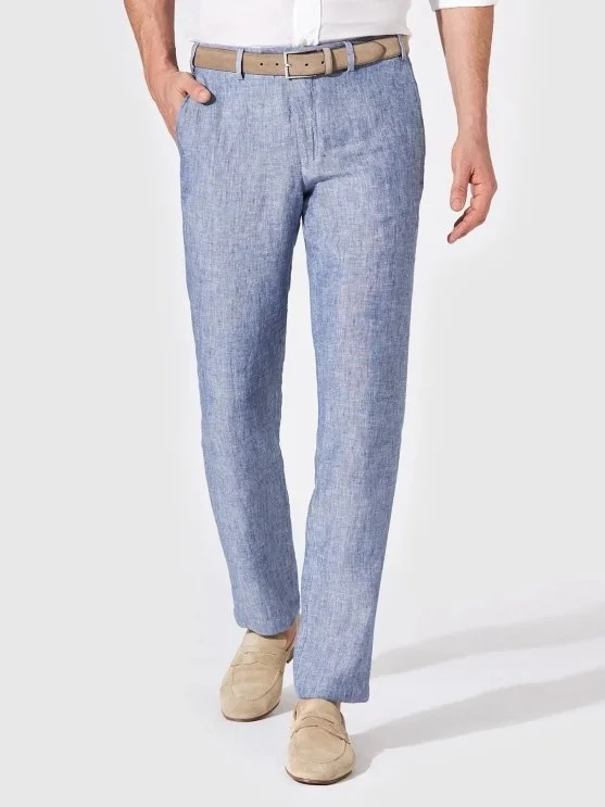 Hiltl Chino Mavi Saf Keten Regular Fit Pantolon - Hiltl