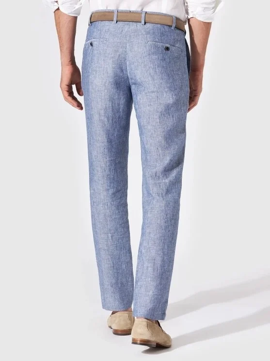 Hiltl Chino Mavi Saf Keten Regular Fit Pantolon - Hiltl