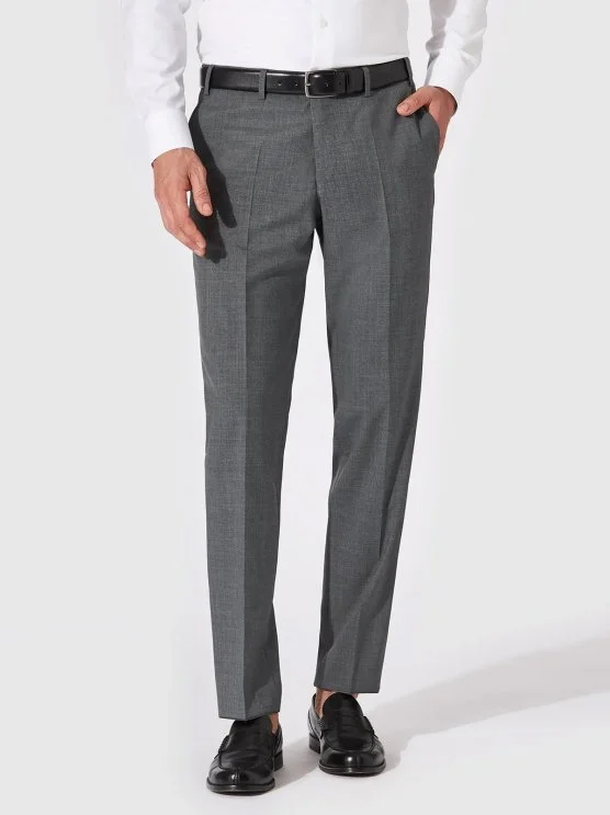 Hiltl Gri Vitale Barberis Süper 120'S Yün Pantolon - Hiltl