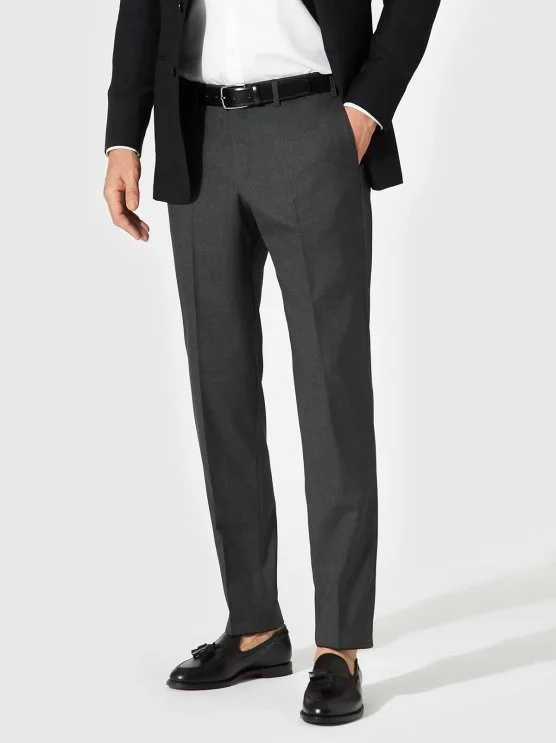 Hiltl Koyu Gri Vitale Barberis Süper 120'S Yün Pantolon - Hiltl