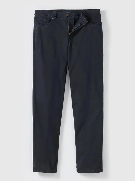Hiltl Lacivert 5 Cep Gabardin Yıkamalı Regular Fit Pamuk Pantolon - Hiltl