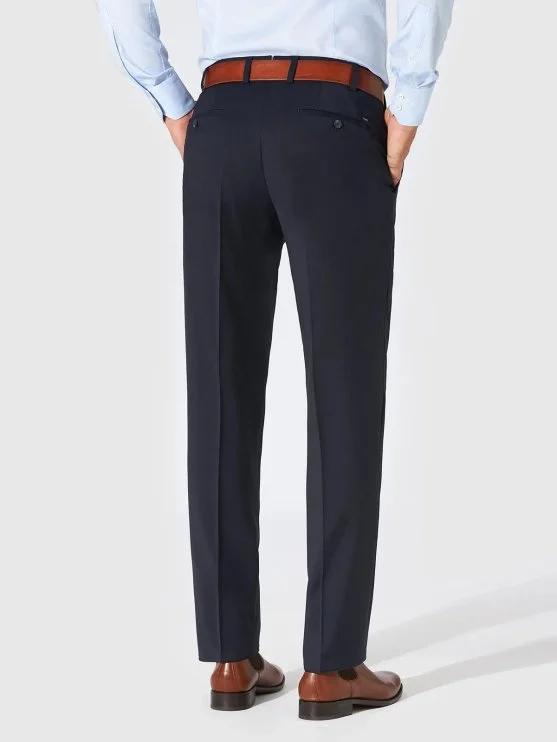 Hiltl Lacivert Marzotto Gabardin B-Dynamic Kendisinden Streçli Yün Pantolon - Hiltl