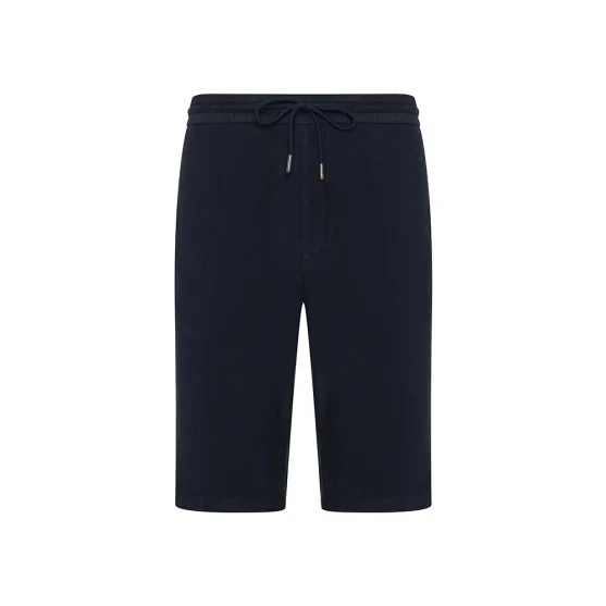 Hiltl Lacivert Vintage Beli Lastikli Pamuk Elastane Bermuda - Hiltl