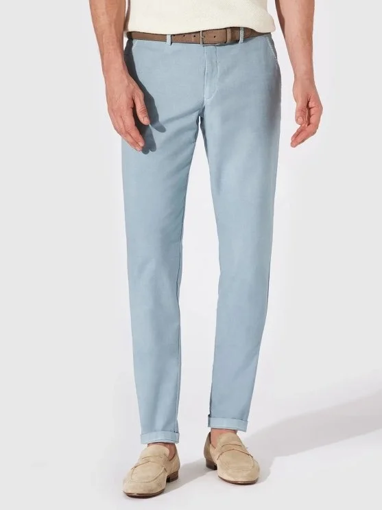 Hiltl Mavi Chino Vintage Bel Arkası Lastikli Pamuk Elastane Slim Fit Pantolon - Hiltl