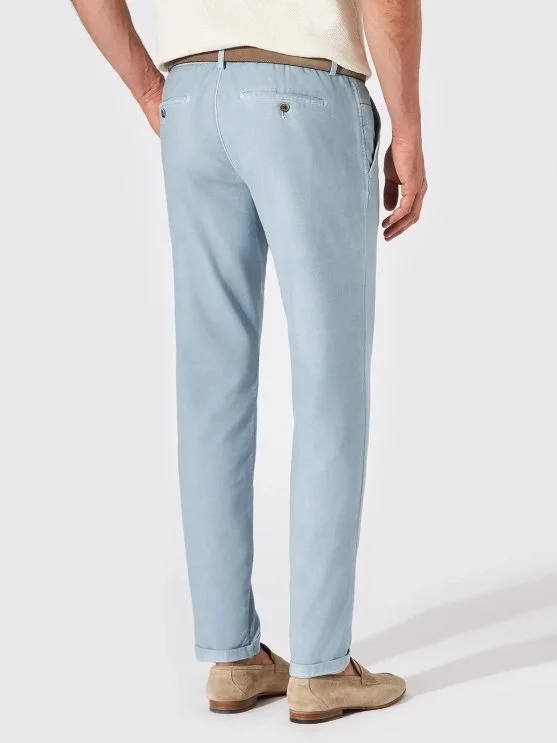 Hiltl Mavi Chino Vintage Bel Arkası Lastikli Pamuk Elastane Slim Fit Pantolon - Hiltl