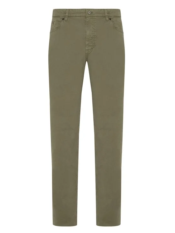 Hiltl Yeşil 5 Cep Gabardin Yıkamalı Regular Fit Pamuk Pantolon - Hiltl