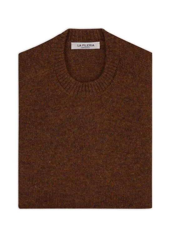 La Fileria Bakır Rengi Bisiklet Yaka Saf Shetland Yün Triko - La Fileria