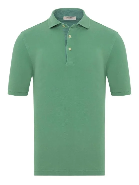 La Fileria Vintage Yeşil Gömlek Yaka Pamuk Slim Fit Tişört - La Fileria