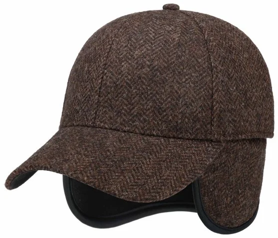 Lierys Baseball Cap Balıksırtı Kulaklıklı Kahverengi Siyah Yün Şapka - Lierys