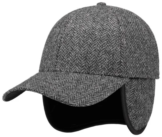 Lierys Baseball Cap Balıksırtı Kulaklıklı Siyah Gri Yün Şapka - Lierys