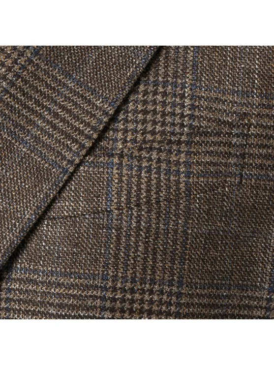 Sartoria Latorre Kahverengi Loro Piana Ekose Yün İpek Kaşmir Ceket - Sartoria Latorre