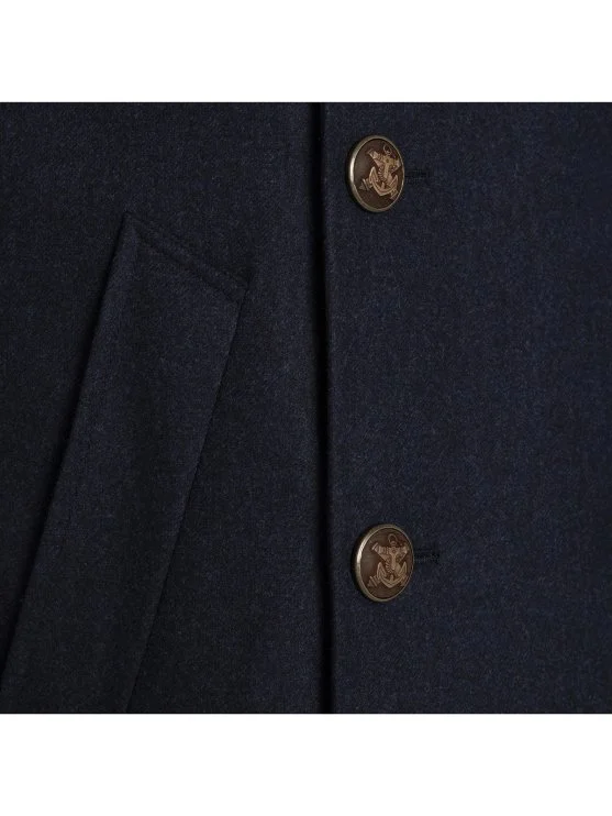 Sartoria Latorre Lacivert Melanj Yün Kruvaze Kaban - Sartoria Latorre