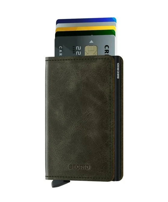 Secrid Slimwallet Vintage Olive Black Cüzdan - Secrid 