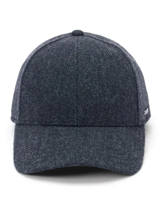 Stetson Baseball Cap Wool Herringbone Lacivert Balıksırtı Yün Şapka - Stetson