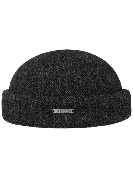 Stetson Docker Wool Herringbone Antrasit Balıksırtı Yün Şapka - Stetson