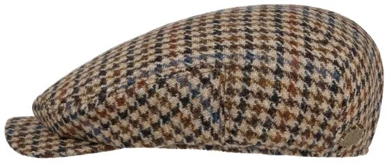 Stetson Driver Cap Harris Tweed Lacivert Kahve Mavi Pied De Paule Yün Şapka - Stetson