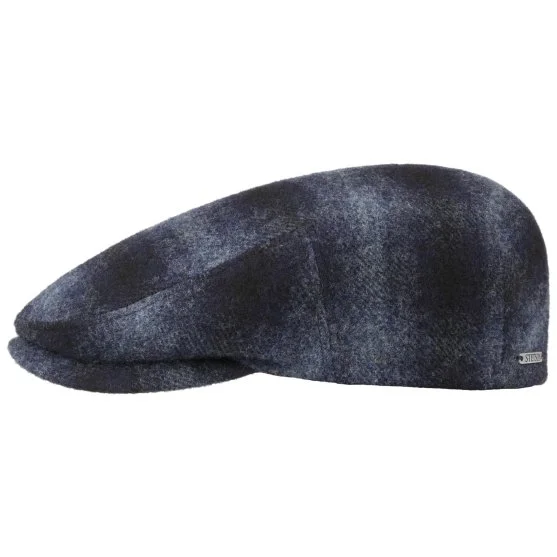 Stetson Kent Lacivert Mavi Kareli Kulaklıklı Yün Şapka - Stetson