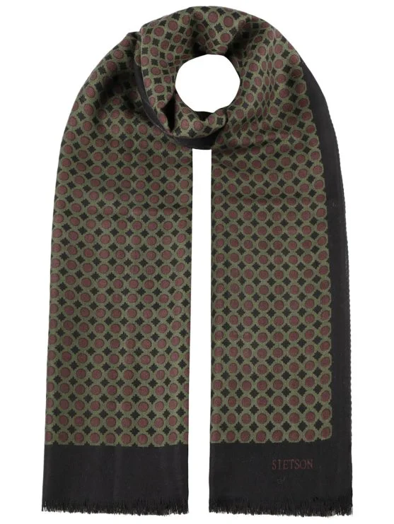 Stetson Siyah Yün Nokta Desenli Kaşkol - Stetson