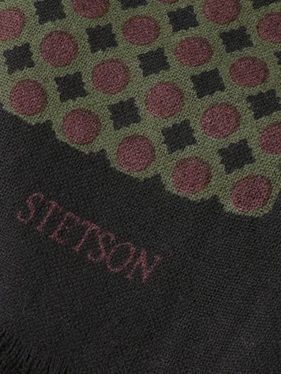 Stetson Siyah Yün Nokta Desenli Kaşkol - Stetson