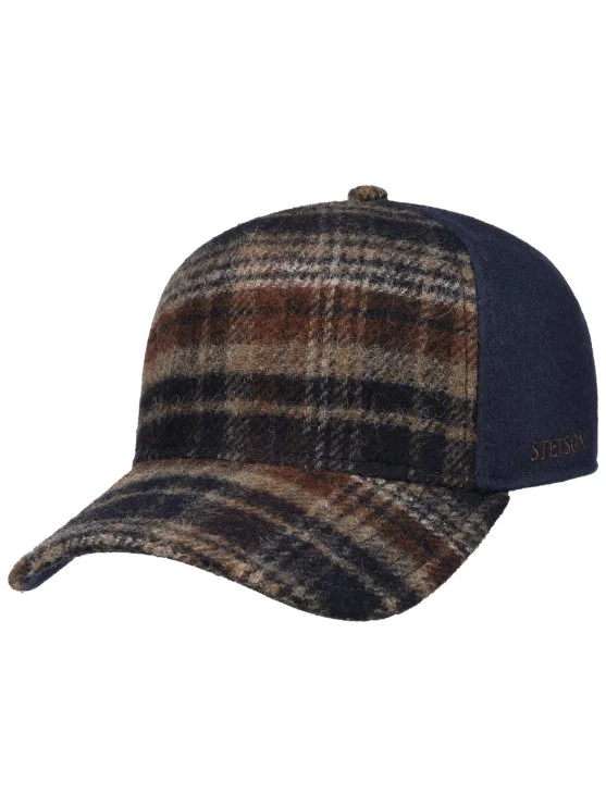 Stetson Trucker Cap Wool Check Lacivert Kareli Yün Şapka - Stetson
