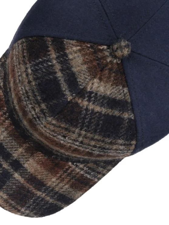 Stetson Trucker Cap Wool Check Lacivert Kareli Yün Şapka - Stetson