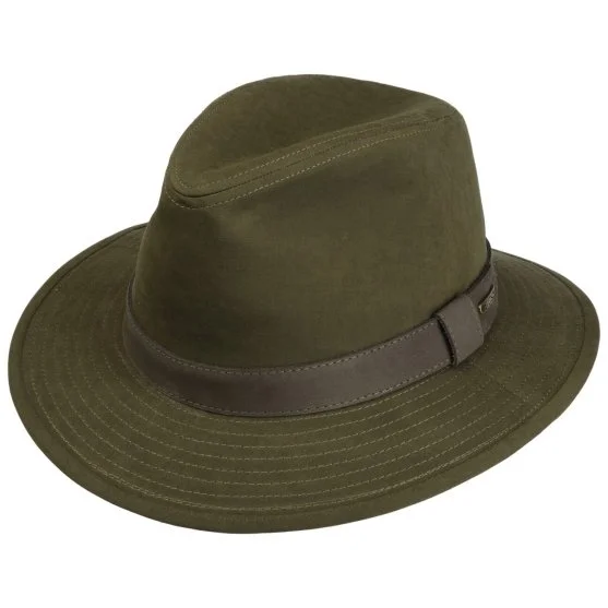 Stetson Zeytin Yeşili Traveller Waxed Cotton Uv Protection Water Repellent Şapka - Stetson