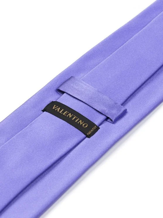 Valentino Menekşe Mor Düz Renk İpek İtalyan Kravat - Valentino