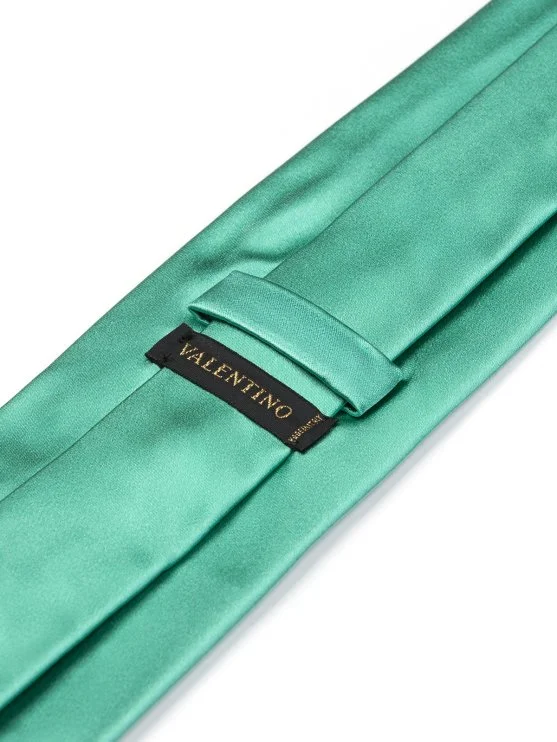 Valentino Zümrüt Yeşili Düz Renk İpek İtalyan Kravat - Valentino