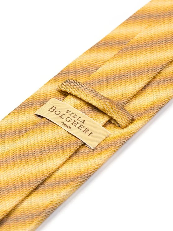 Villa Bolgheri Altın Bronz Gümüş Renkli Dokulu İtalyan Kravat - Villa Bolgheri