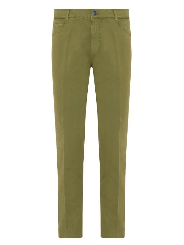 40WEFT Erkek 5 Cep Vintage Yeşil Slim Fit Pamuklu Pantolon - 1