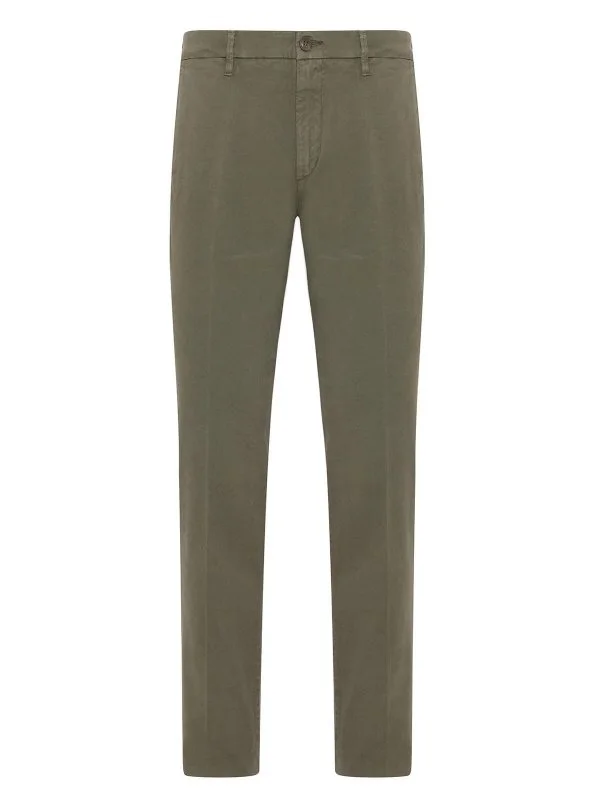 40WEFT Erkek Chino Vintage Yeşil Slim Fit Pamuklu Pantolon - 1