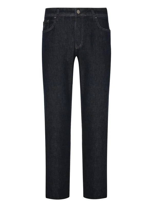 Alphauomo 5 Cep Koyu Lacivert İnce Denim Regular Fit Pantolon - 1