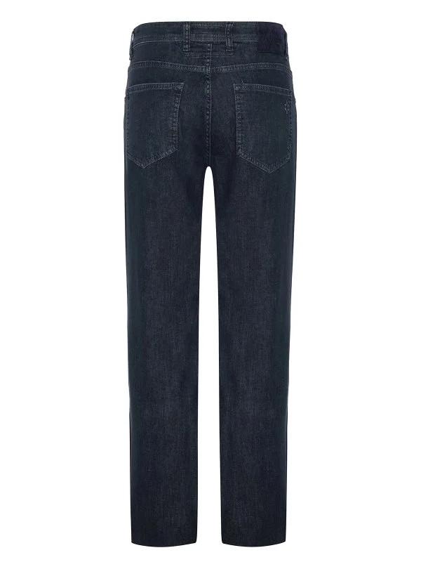 Alphauomo 5 Cep Taşlanmış Lacivert İnce Denim Regular Fit Pantolon - 3