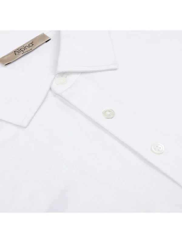 Alphauomo Beyaz Gömlek Yaka İnce Merserize Regular Fit Tişört - 2
