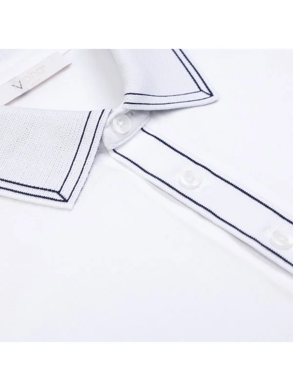 Alphauomo Beyaz Polo Yaka Merserize Pamuk Tişört - 2