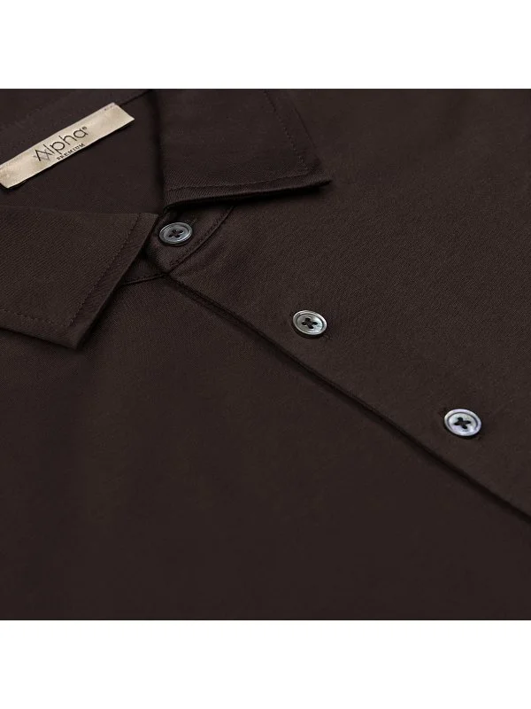 Alphauomo Kahverengi Gömlek Yaka İnce Merserize Regular Fit Tişört - 2