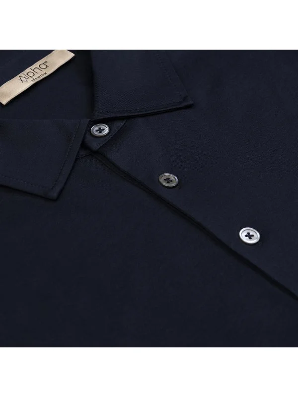 Alphauomo Lacivert Gömlek Yaka İnce Merserize Regular Fit Tişört - 2