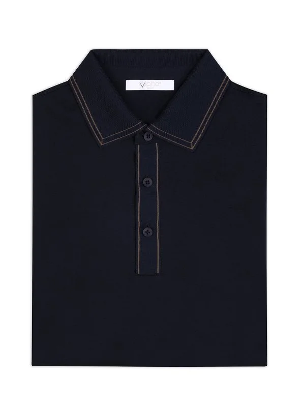 Alphauomo Lacivert Polo Yaka Merserize Pamuk Tişört - 1