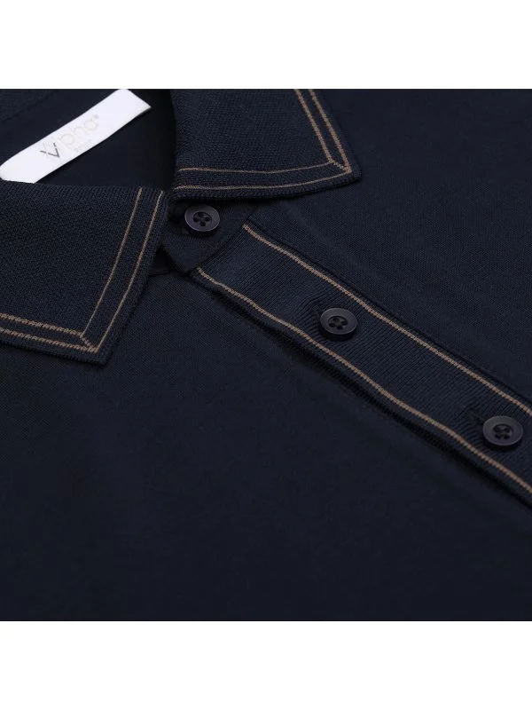Alphauomo Lacivert Polo Yaka Merserize Pamuk Tişört - 2