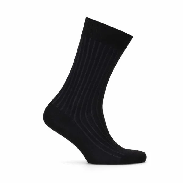 Bresciani Siyah Gri Çizgili Pamuk Çorap - 1